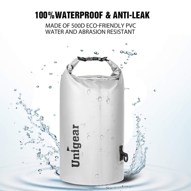 Unigear Dry Bag Waterproof, Floating and Lightweight Bags for Kayaking, Boating, Fishing, Swimming and Camping with Waterproof Phone Case (White, 10L) - Image 4